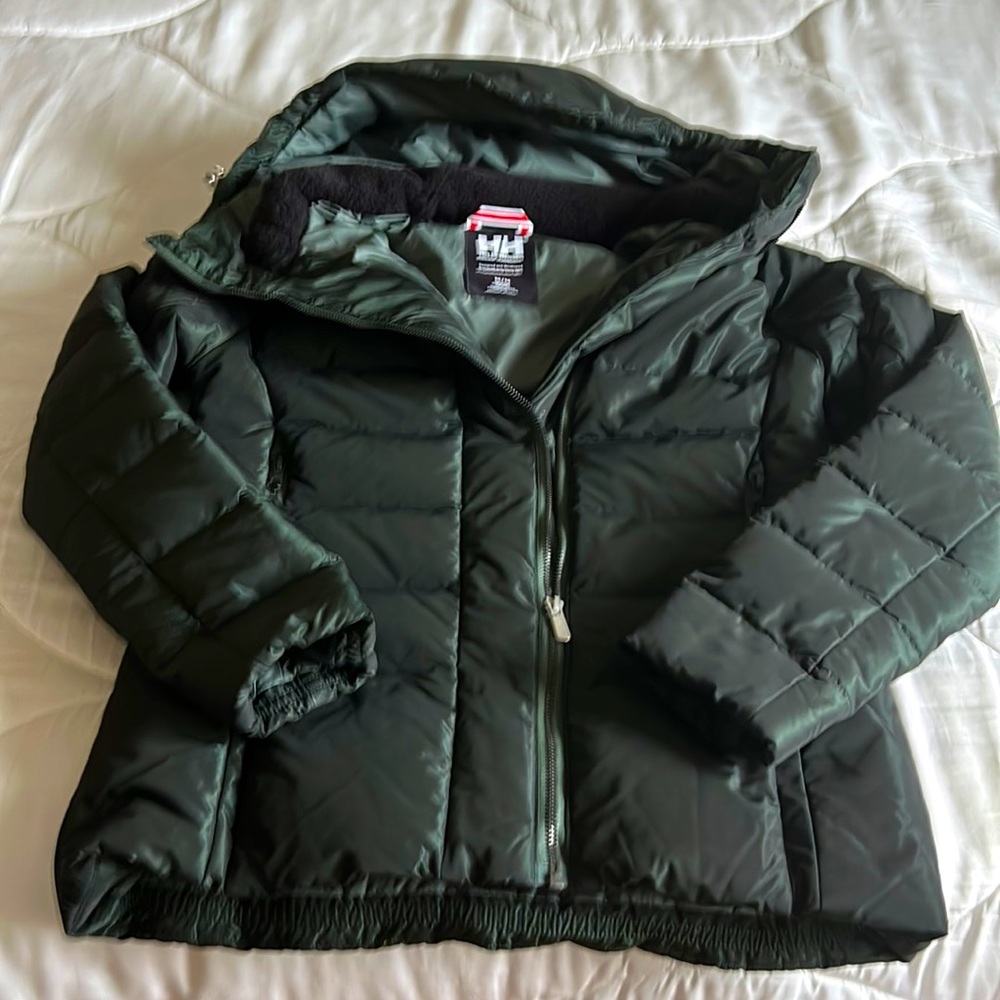 Helly Hansen Woman’s NWOT Hooded duck down filled coat M Shiny Emerald Green